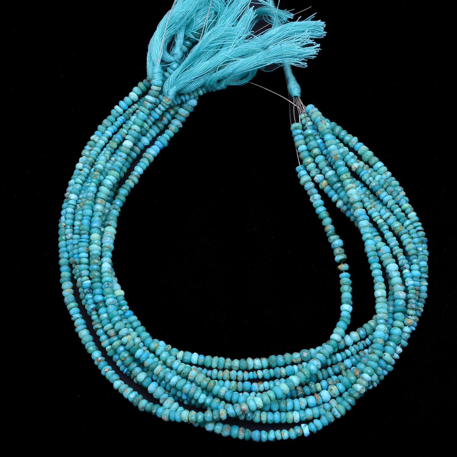 AAAターコイズ 3mm-5mm ロンデルファセットビーズ | 13インチ