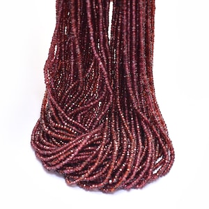 AAA+ Red Garnet Rondelle Beads, Gemstone 2mm-3mm Faceted Beads | 13inch Strand | Natural Red Garnet Semi Precious Gemstone Beads for Jewelry