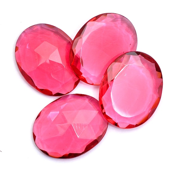 Pink Tourmaline Gemstone Color Quartz Loose Oval Cabochon 16x20mm Faceted  Rosecut Tourmaline Quartz Loose Semi Precious Gemstone Lot