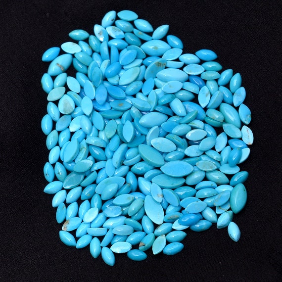 AAA+ Turquoise Gemstone Marquise 2x4mm / 2.5x5mm Cabochon | Natural Arizona Turquoise Semi Precious Gemstone Loose Flat Back Cabochon Lot