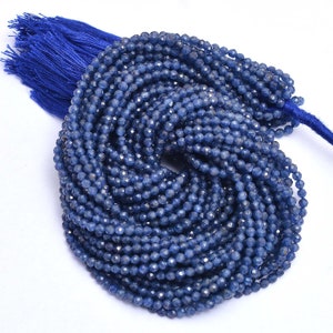AAA+ Iolite 2mm-3mm Micro Faceted Rondelle Beads | 13&quot; Strand | Natural Blue Iolite Semi Precious Gemstone Loose Beads for Jewelry Making