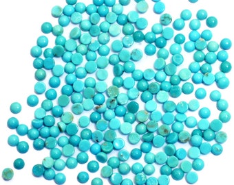 AAA+ Turquoise Round Flat Back Cabochon | Turquoise Gemstone 4mm / 5mm Cabs Lot | Natural Arizona Turquoise Semi Precious Gemstone Cabochon