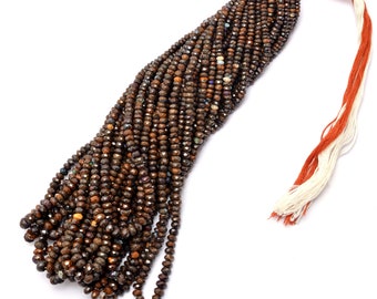 AAA+ Boulder Opal Fire 4mm-6mm Rondelle Faceted Beads | 16inch Strand | Natural Australian Boulder Opal Precious Gemstone Beads for Jewelry
