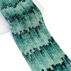 Extremely Rare Natural Grandidierite 3mm-4mm Faceted Rondelle Beads | 13inch Strand | Grandidierite Semi Precious Gemstone Hand Cut Rondelle