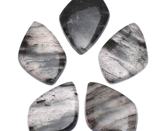 Black Rutilated Quartz Fancy Cabochon Lot | Gemstone 25x35mm Cabs | Loose Black Rutile Semi Precious Gemstone Smooth Cabochon