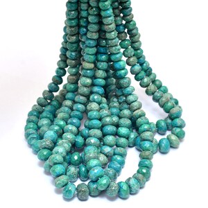 Natural Chrysocolla Gemstone 7mm-11mm Faceted Rondelle Beads | Chrysocolla Semi Precious Gemstone Rondelle Loose Faceted Beads | 16&quot; Strand