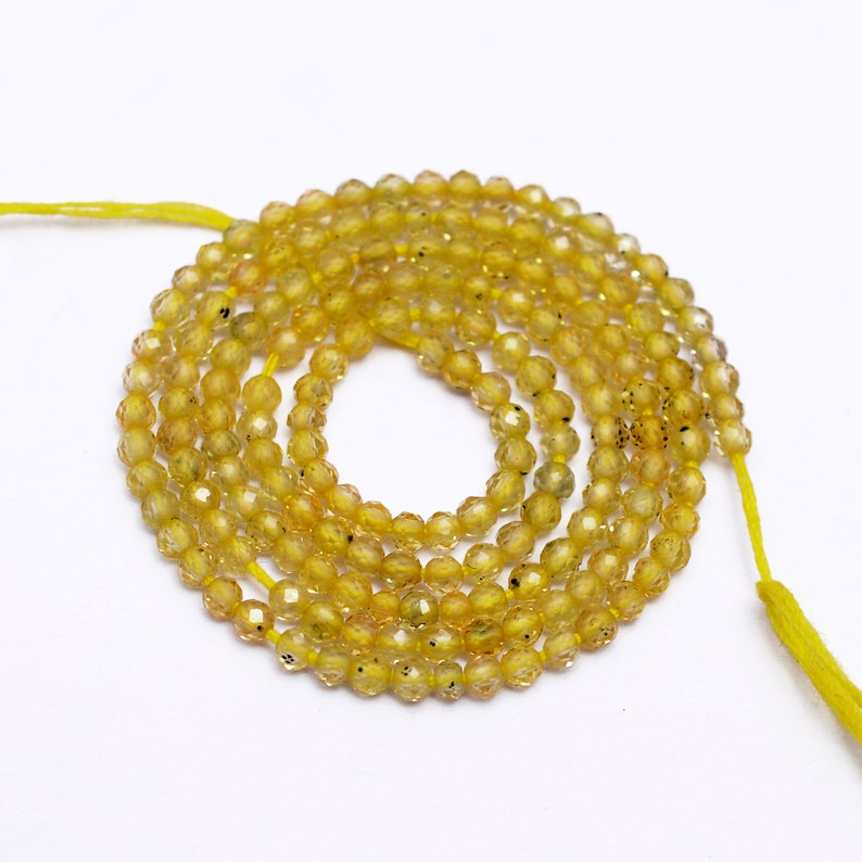 Natural Yellow Sapphire Faceted Rondelle Beads Necklace 2.5mm AAA 16 inches 
