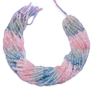 AAA+ Aquamarine / Morganite 5mm Faceted Rondelle Beads | 14&quot; Strand | Natural Multi Beryl Precious Gemstone Rondelle Beads for Jewelry