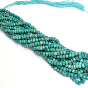 Natural Chrysocolla Gemstone 5mm-7mm Faceted Rondelle Beads | Chrysocolla Semi Precious Gemstone Rondelle Loose Faceted Beads | 16&quot; Strand