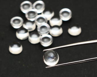 AAA Crystal Quartz Round Cabochon | Cabines rondes de 8 mm | Lot DE 2 pièces | Quartz Transparent Quartz Naturel Semi Précieux Pierre Précieuse Cabochon Paire