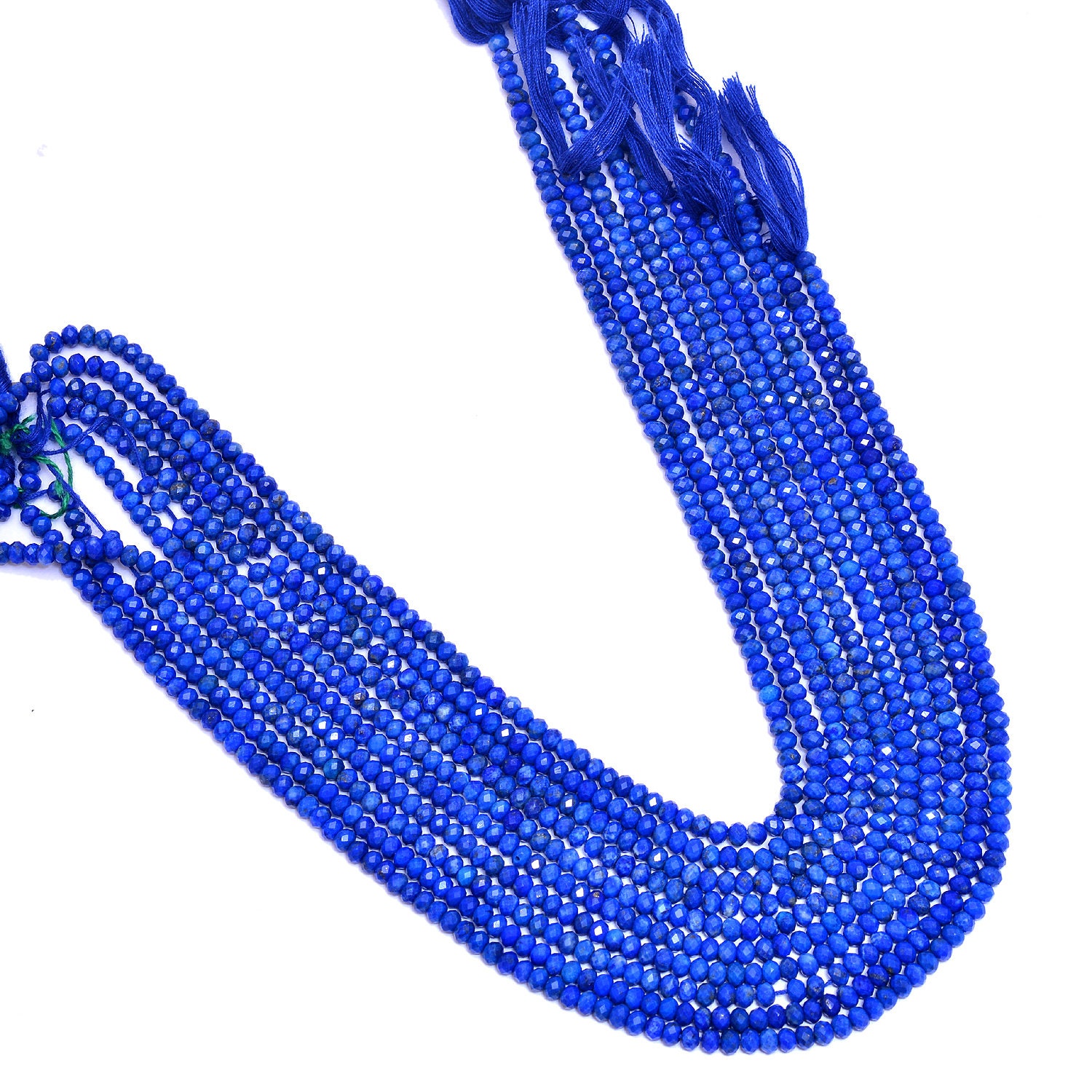 AAA+ ラピスラズリ 4mm ファセットロンデルビーズ | 13インチ