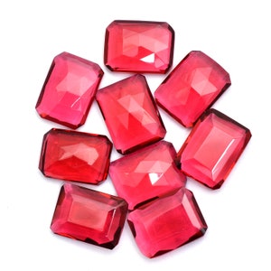 AAA+ Pink Tourmaline Color Quartz Cabochon | 15x20mm Faceted Octagon Rosecut | Hydro Quartz Loose Semi Precious Gemstone for Jewelry Making
