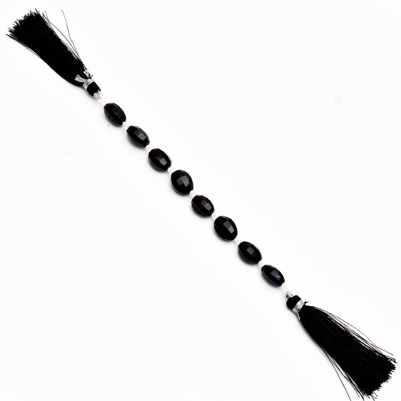Natural Black Onyx Semi Precious Gemstone Oval Beads for Jewelry Making Black Onyx Faceted Oval Beads 9x12mm Faceted Oval 5inch Strand