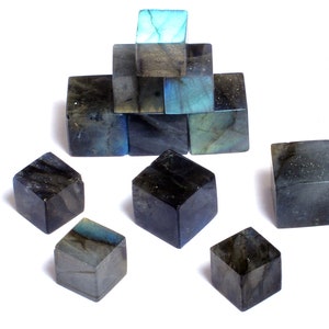 Natural Labradorite Loose Gemstone Cube | 12x12mm & 10x10mm Cube | Natural Semi Precious Loose Gemstone Labradorite Moonstone Blue Fire Cube