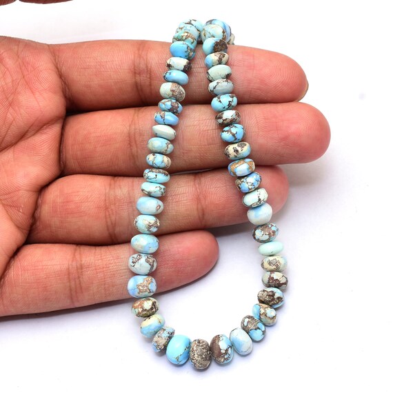 Golden Hill Turquoise 7mm-8mm Smooth Rondelle | 12inch