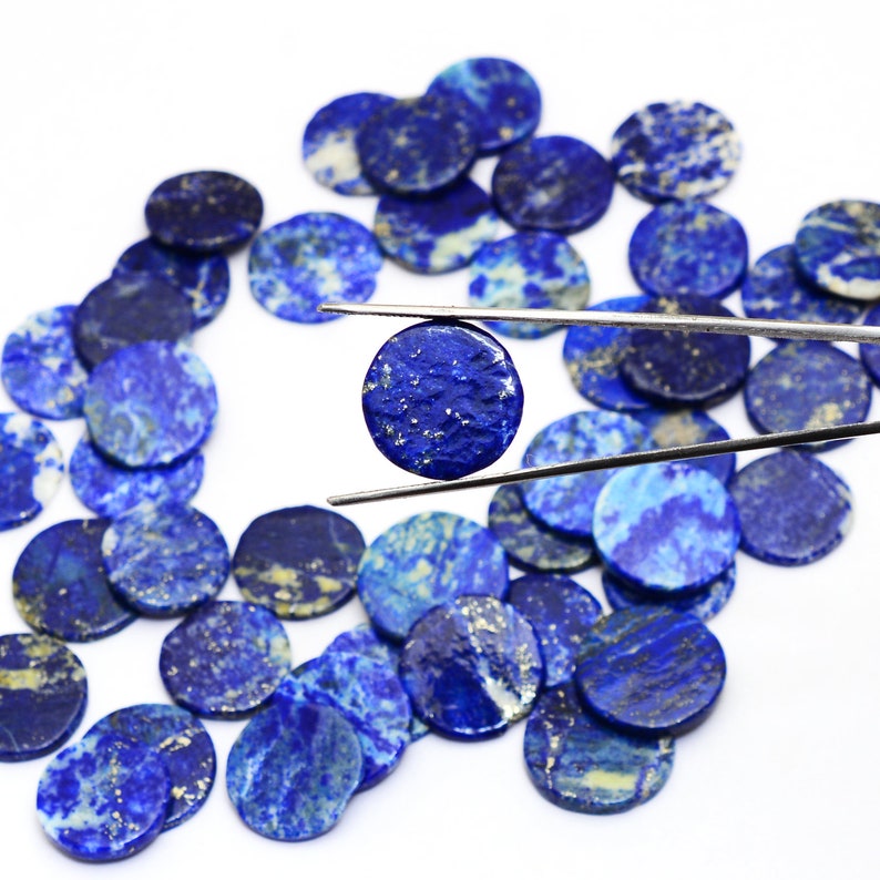 Lapis Lazuli Gemstone Loose Round Coin Natural Semi Precious Etsy