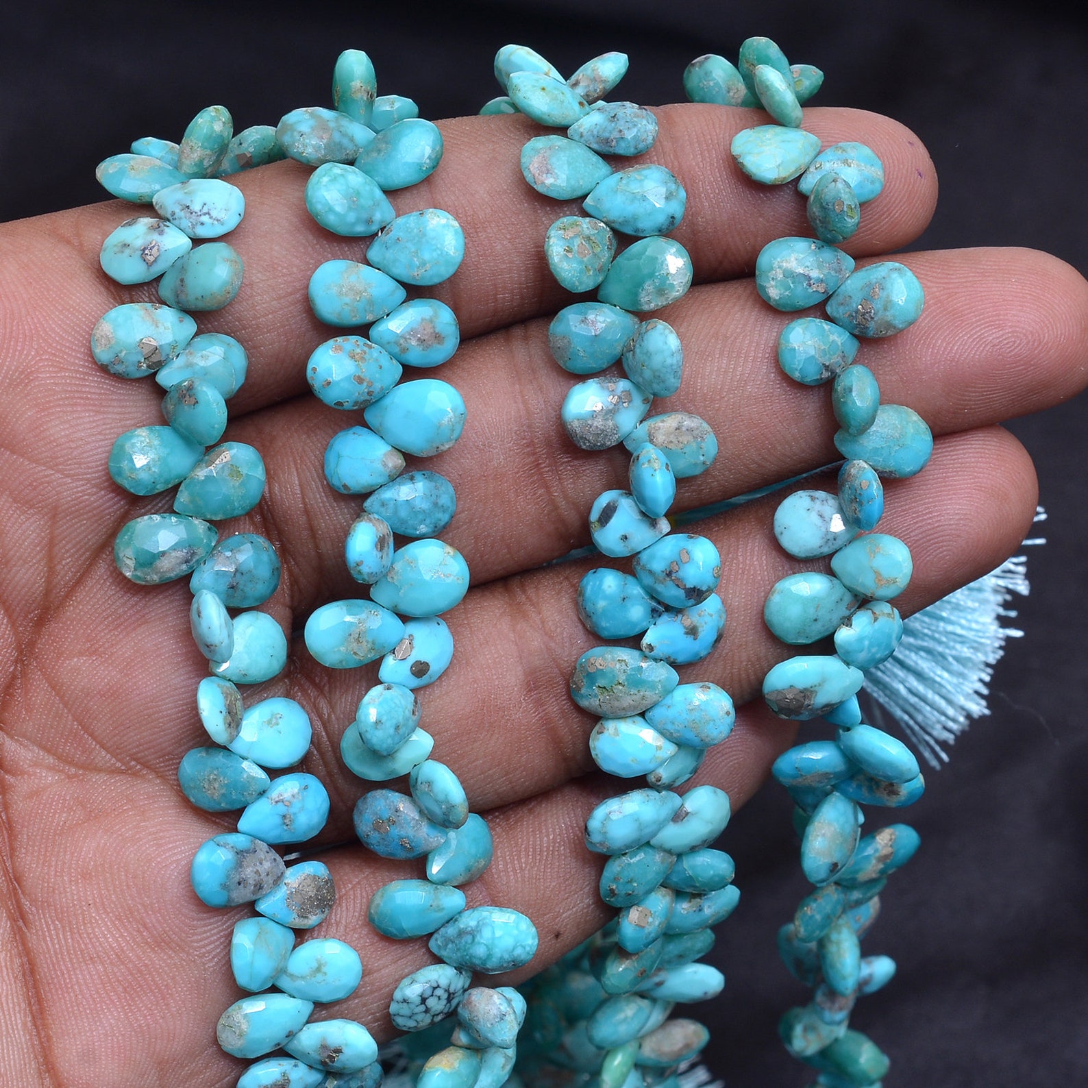 Genuine Turquoise Faceted Beads Gemstone 6x9mm7x10mm Pear Etsy