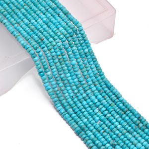 AAA Blue Turquoise Rondelle 3mm-4mm Faceted Beads | 13&quot; Strand | Natural Arizona Turquoise Semi Precious Gemstone Beads | Turquoise Rondelle