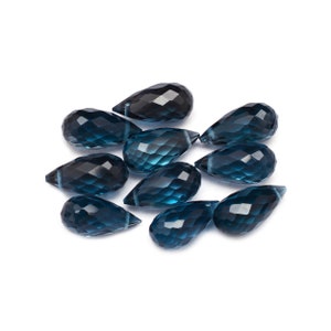 AAA+ London Blue Topaz 6x12mm Calibrated Teardrop Briolette Beads | Natural Blue Topaz Semi Precious Gemstone Fine Loose Faceted Teardrops