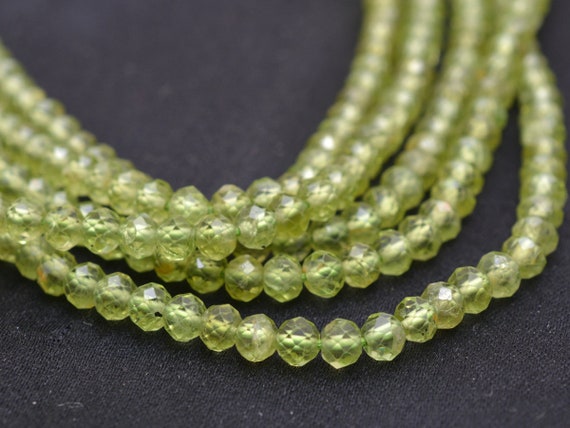 Piedras Preciosas Naturales 4mm Facetado Verde Peridoto redonda suelta granos 15/" Strand