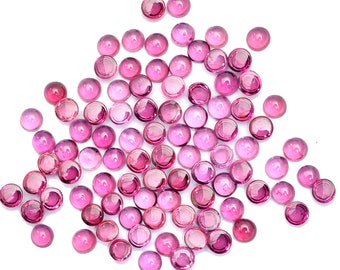 Rhodolite Garnet Gemstone 3mm Round Smooth Cabochons | Natural Rhodolite Loose Semi Precious Gemstone Flat Back Cabochon For Jewelry Setting