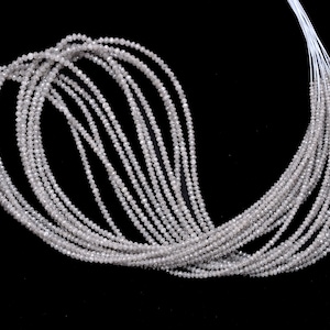 Natural AAA+ Fine Grey Diamond Micro Faceted Rondelle Beads | 14inch Strand | Rare White Diamond Precious Gemstone Loose Beads for Jewelry