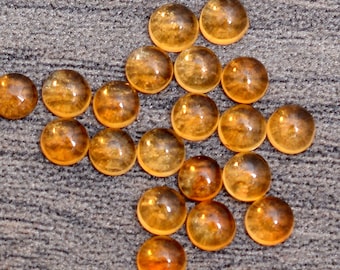 Natural Citrine Gemstone 4mm Round Cabochon | Citrine Semi Precious Gemstone Flat Back Smooth Cabochon | Citrine Loose Gemstone Cabochon
