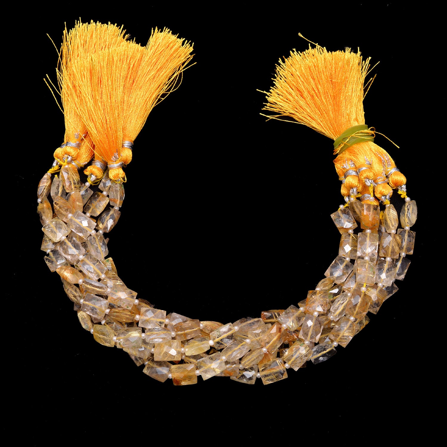 AAA Gold Rutilated Quartz 7x9mm Chicklet Briolette Beads Etsy