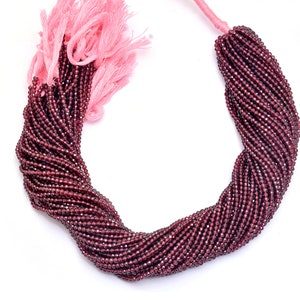Natural Rhodolite Garnet 2mm-3mm Micro Faceted Rondelle Beads | 13inch Strand | Rhodolite Semi Precious Gemstone Roundel Beads for Jewelry