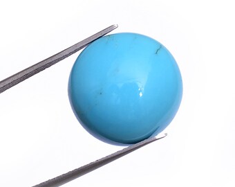 AAA+ Turquoise Round Flat Back Cabochon | Sleeping Beauty Turquoise Gemstone 15mm Loose Cabochon | Natural Turquoise Semi Precious Gemstone