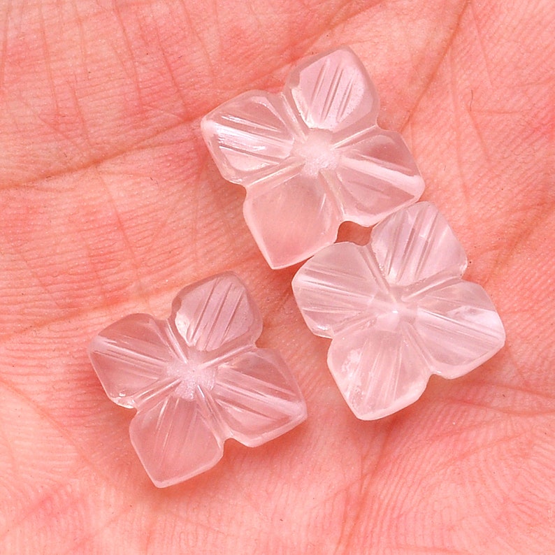 Natural Rose Quartz Gemstone Carving Beads 12x12mm Flower Etsy