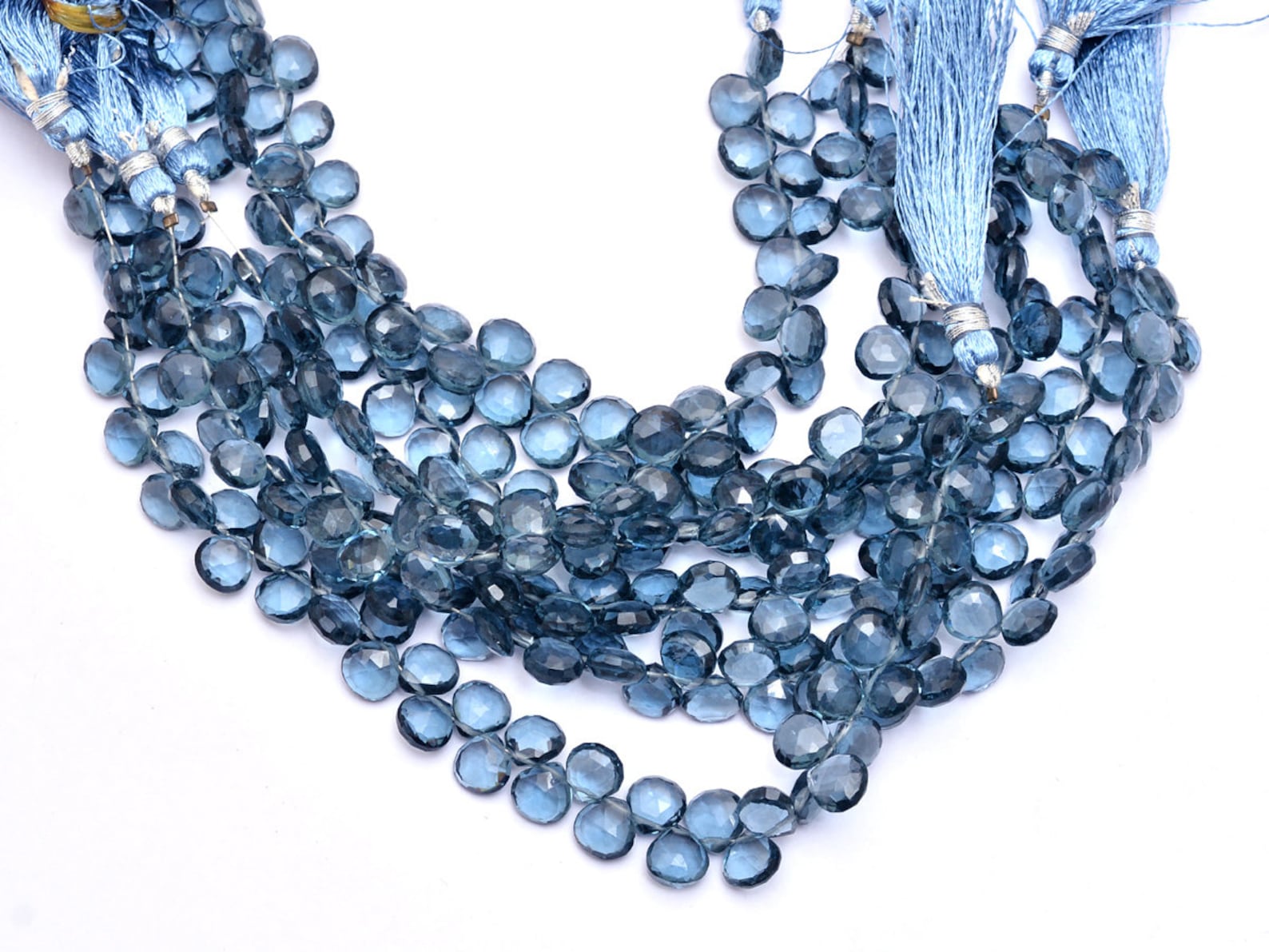 London Blue Topaz Color Quartz Faceted 8mm Heart Briolette Etsy