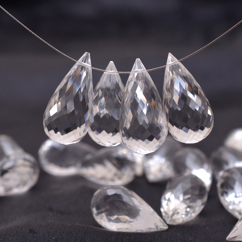 AAA Crystal Quartz Faceted Teardrop Briolette Beads 8x16mm Etsy