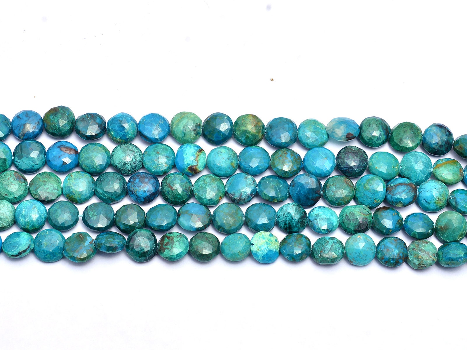 天然 AAA+ クリソコラ ジェムストーン 8 mm-9 mm ファセット コイン