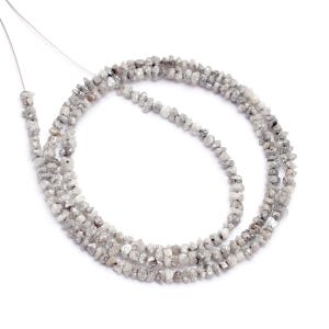 AAA+ Grey Diamond Uncut Beads | 15inch Strand | Natural Raw White Diamond Precious Gemstone Loose Beads for Jewelry Making