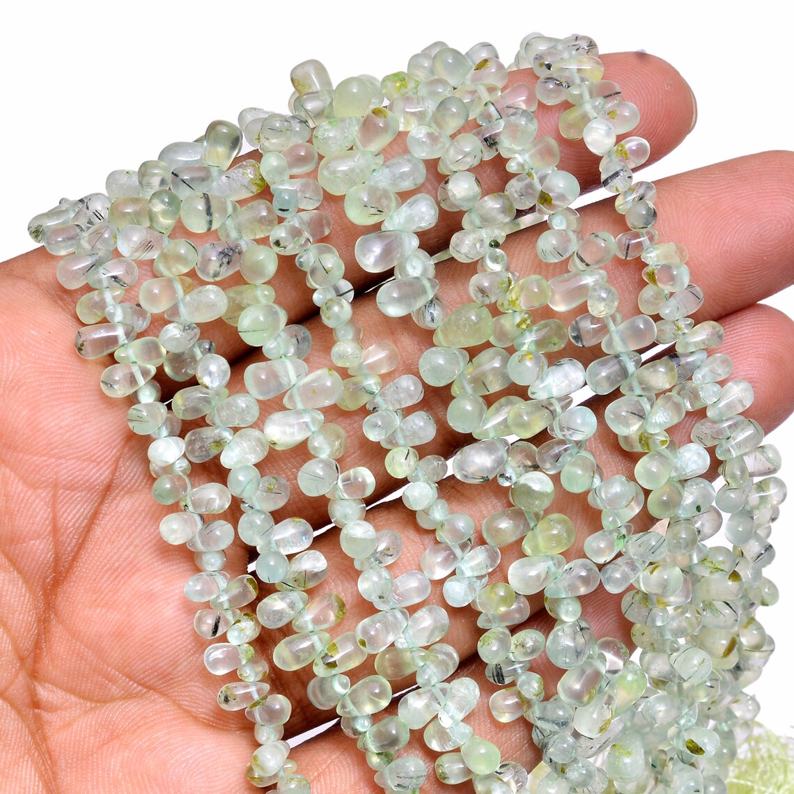 Natural Prehnite Teardrop Beads 3x5mm / 6x4mm Smooth Drops Etsy UK