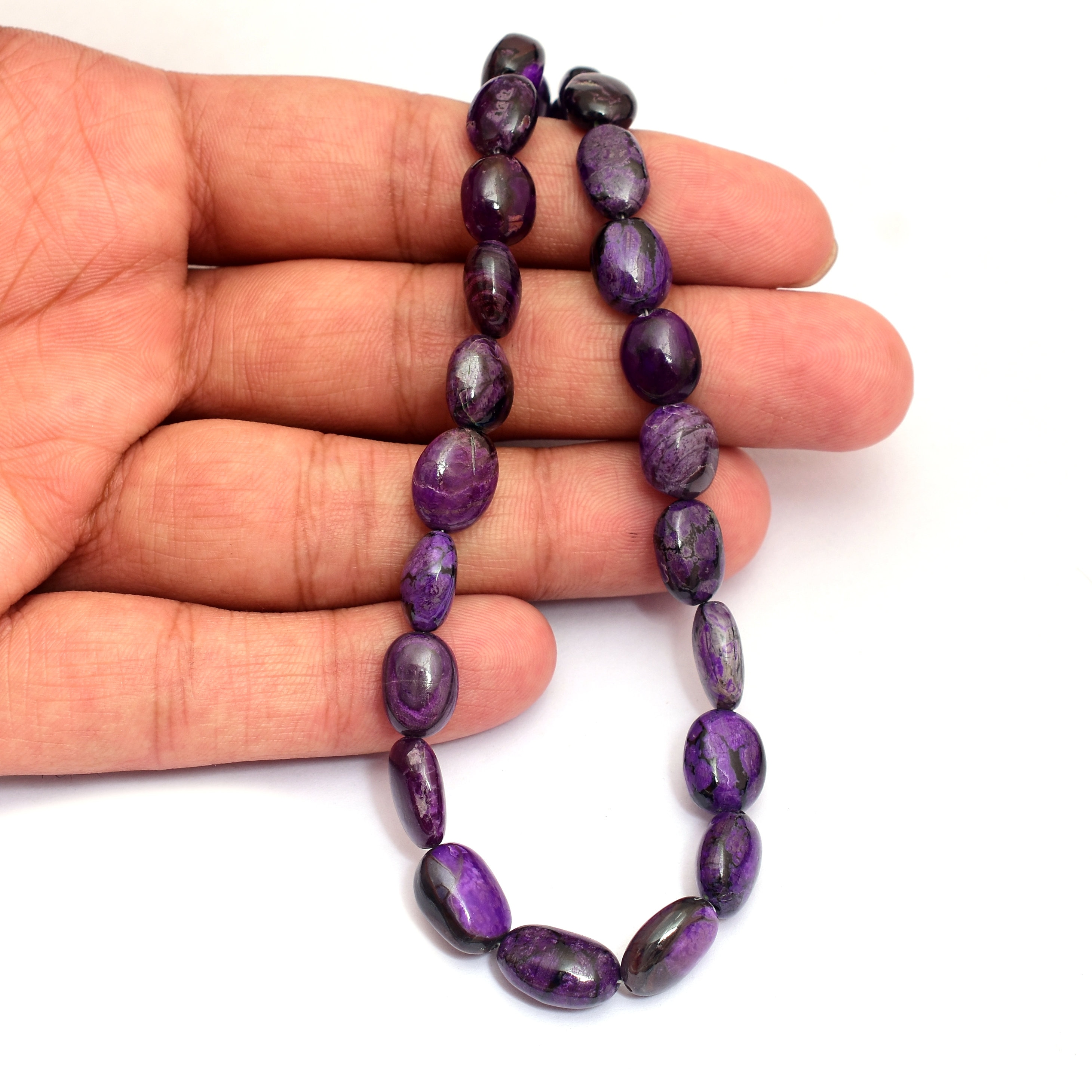 AAA+ ダークパープル スギライト 8mm-12mm スムースオーバルナゲット