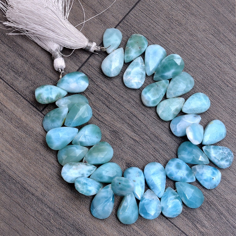 Larimar Gemstone Briolette Loose Faceted Beads Natural | Etsy