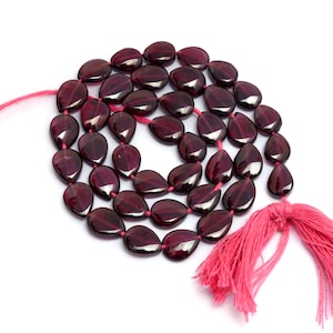 Rhodolite Garnet 5x7mm-6x8mm Smooth Pear Beads | 13inch Strand | Rhodolite Semi Precious Gemstone Pear Briolette Loose Beads for Jewelry