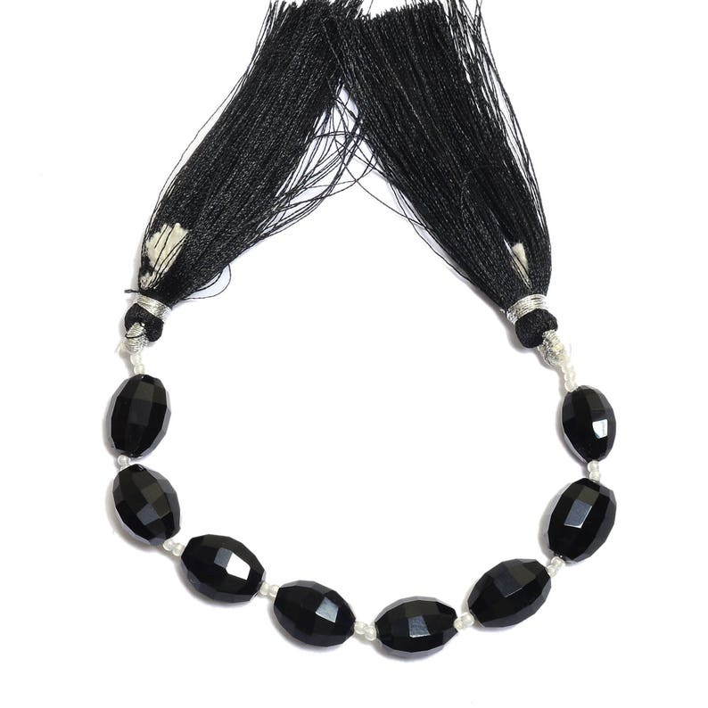 Natural Black Onyx Semi Precious Gemstone Oval Beads for Jewelry Making Black Onyx Faceted Oval Beads 9x12mm Faceted Oval 5inch Strand