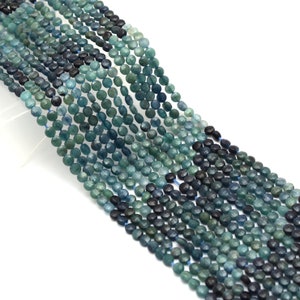 AAA+ Blue Indicolite Tourmaline 4mm Faceted Coin Briolette Beads | 13&quot; Strand | Natural Paraiba Tourmaline Semiprecious Gemstone Loose Beads