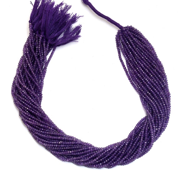 2x4mm Natural Faceted Amethyst Rondelle Gemstone Loose Beads 15/" AAA