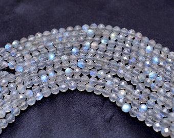AAA+ Labradorite Round Faceted Beads | Blue Fire Gemstone Strand for Jewelry