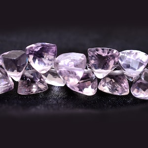 AAA+ Rosa Amethyst 7x7mm Trillion Facettierte Perlen | Natürliche rosa Amethyst Halbedelstein Trillion Briolette Perlen für die Schmuckherstellung |