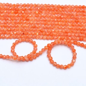 Rare AAA+ Fiery Sunstone Gemstone 2mm-3mm Micro Faceted Rondelle Beads | 13&quot; Strand | Natural Sunstone Semi Precious Gemstone Loose Beads