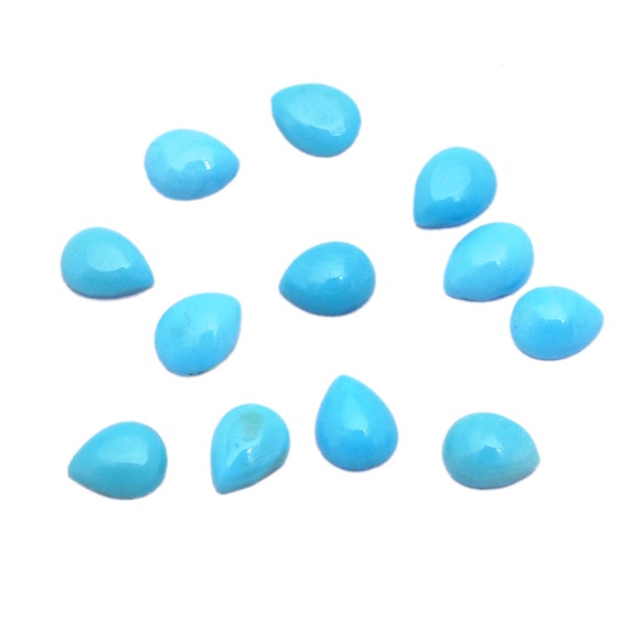 Turquoise Gemstone Pear Cabochon | AAA+ Turquoise 3x4mm Pear Loose Cabochon | Natural Arizona Turquoise Semiprecious Loose Gemstone Cabs Lot