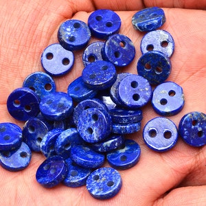 AAA Lapis Lazuli 11x3mm Round Button | Deep Blue Natural Lapis Lazuli Loose Gemstone Buttons | 2mm Double Hole Semi Precious Smooth Buttons