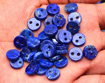 AAA Lapis Lazuli 11x3mm Round Button | Deep Blue Natural Lapis Lazuli Loose Gemstone Buttons | 2mm Double Hole Semi Precious Smooth Buttons