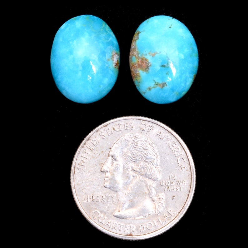 13Carats Pair Turquoise 13x17mm Loose Cabs Turquoise Gemstone Oval Cabochon Pair Natural AAA Turquoise Semi Precious Gemstone Cabochon