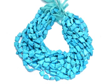 Chinese Turquoise 11mm-14mm Faceted Nuggets Beads | Blue Turquoise Gemstone Loose Step Cut Tumbled | Semi Precious Turquoise Faceted Beads